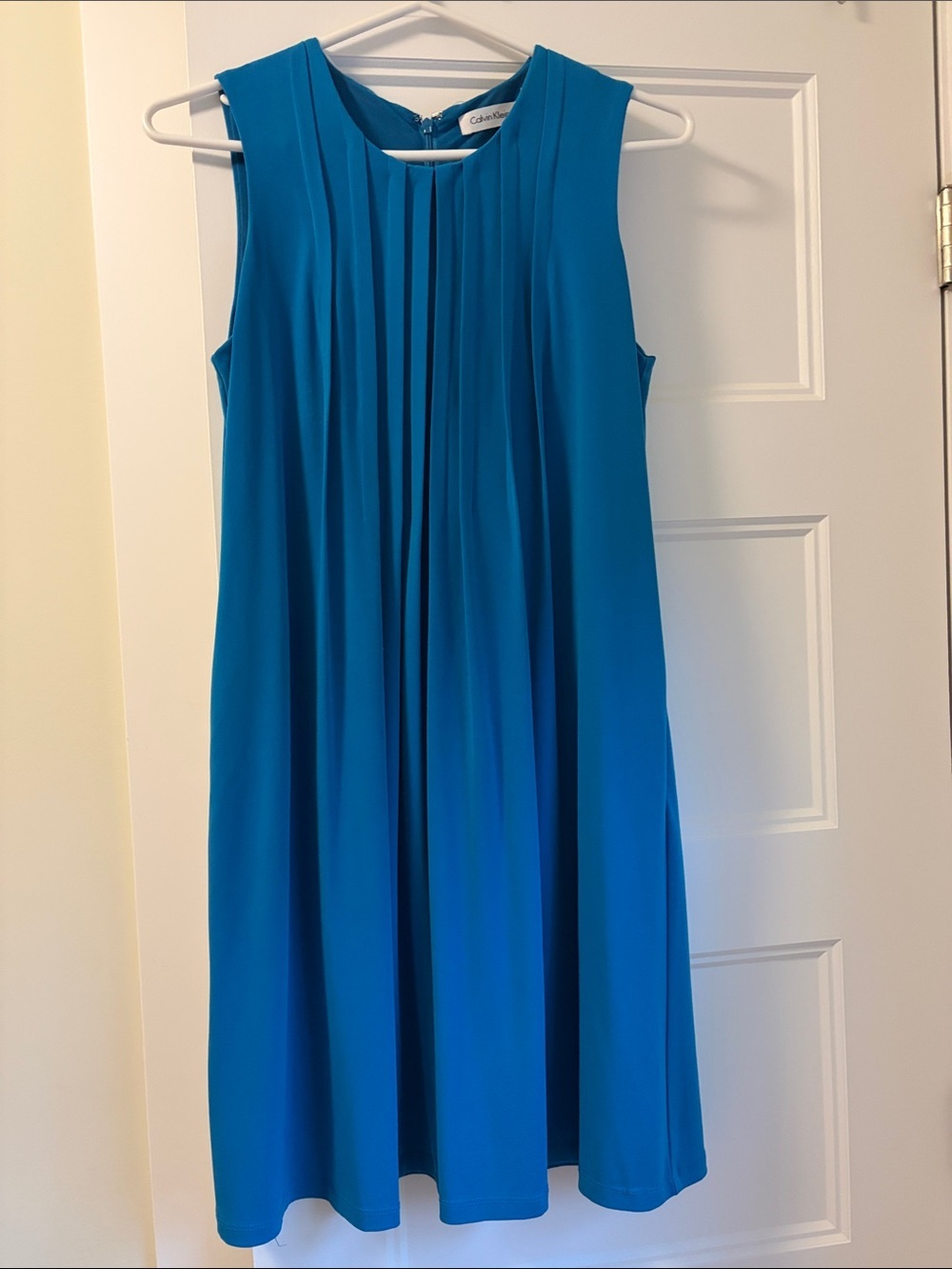 Calvin Klein Teal Sleeveless Pleated Midi Dress